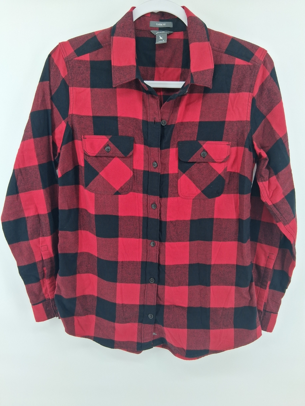 Eddie Bauer Red and Black Buffalo Plaid Button-Down Shirt